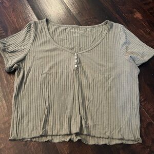 American Eagle Outfitter Olive Green Ribbed Crop Top